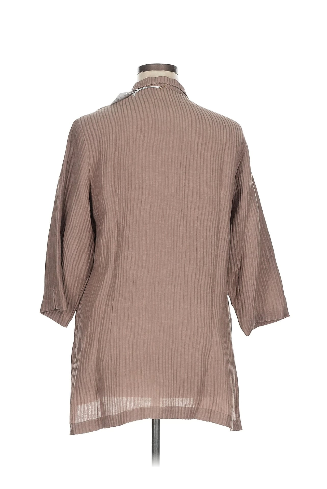 Connie Roberson Brown Stripe Tunic Jacket 100% Silk XL 3