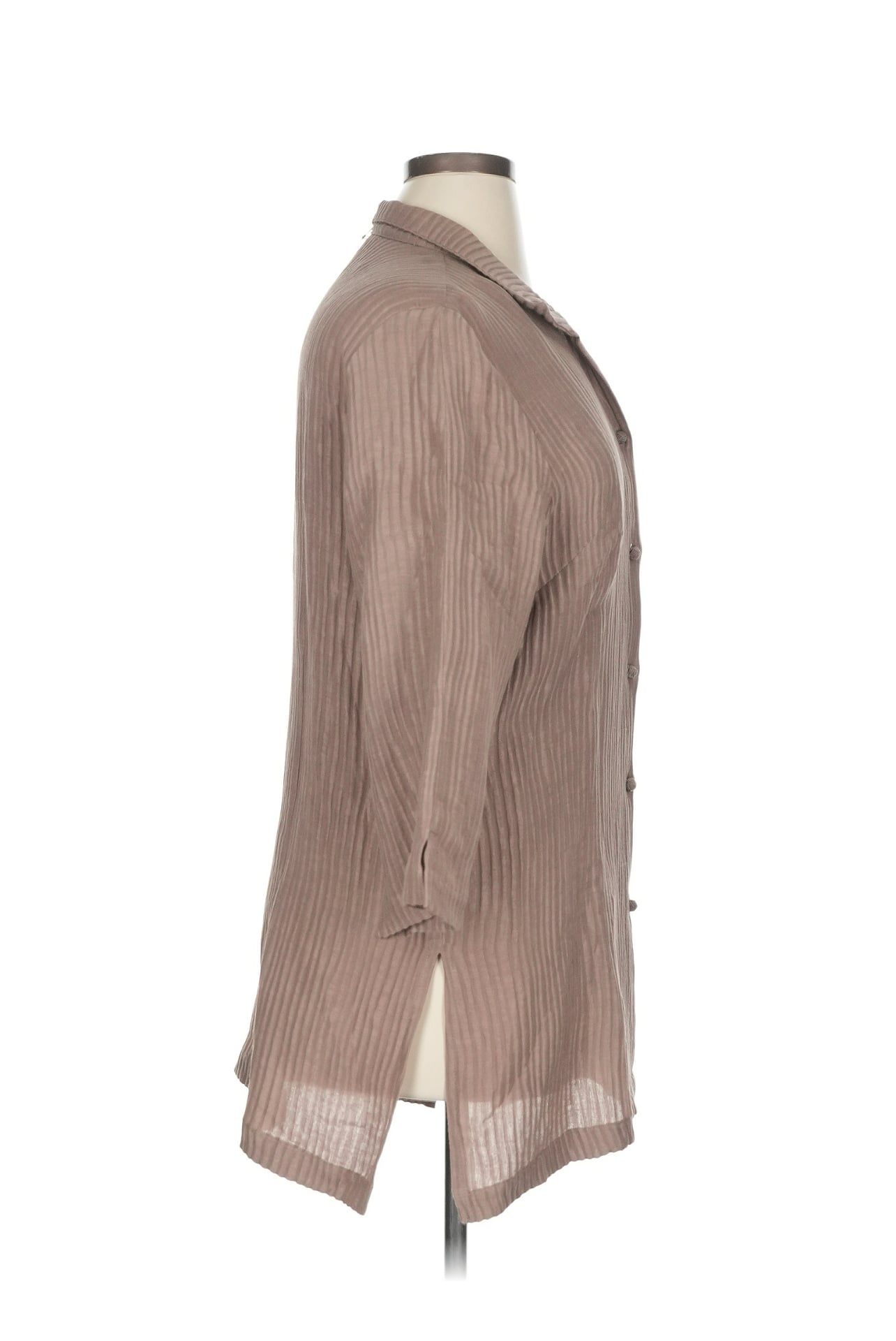 Connie Roberson Brown Stripe Tunic Jacket 100% Silk XL 4