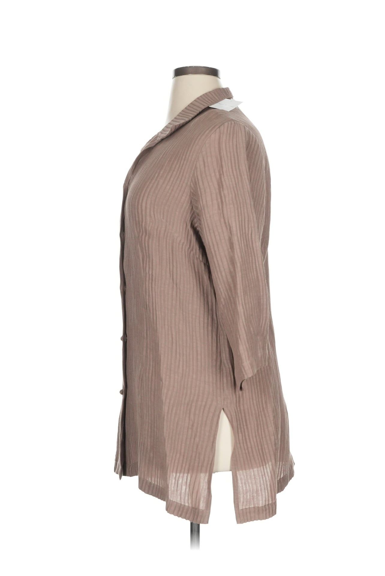 Connie Roberson Brown Stripe Tunic Jacket 100% Silk XL 5