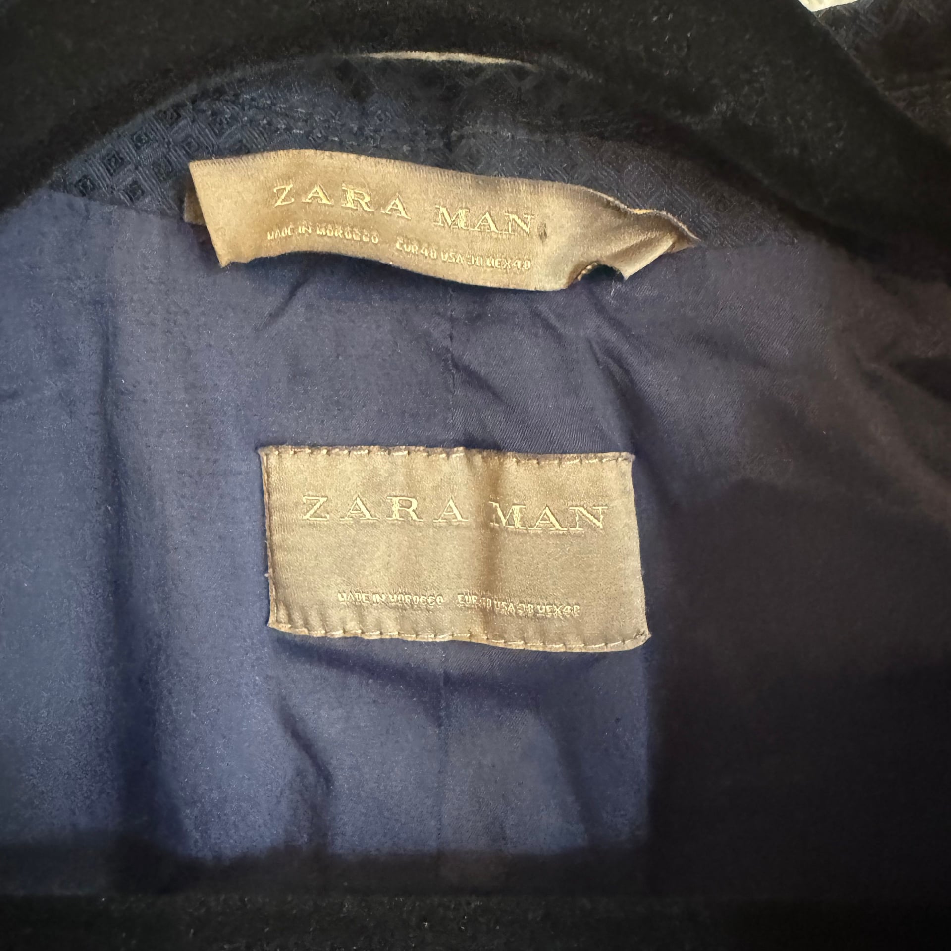 Zara Man Blue Textured Natural Fibers 2-Button Blazer 2