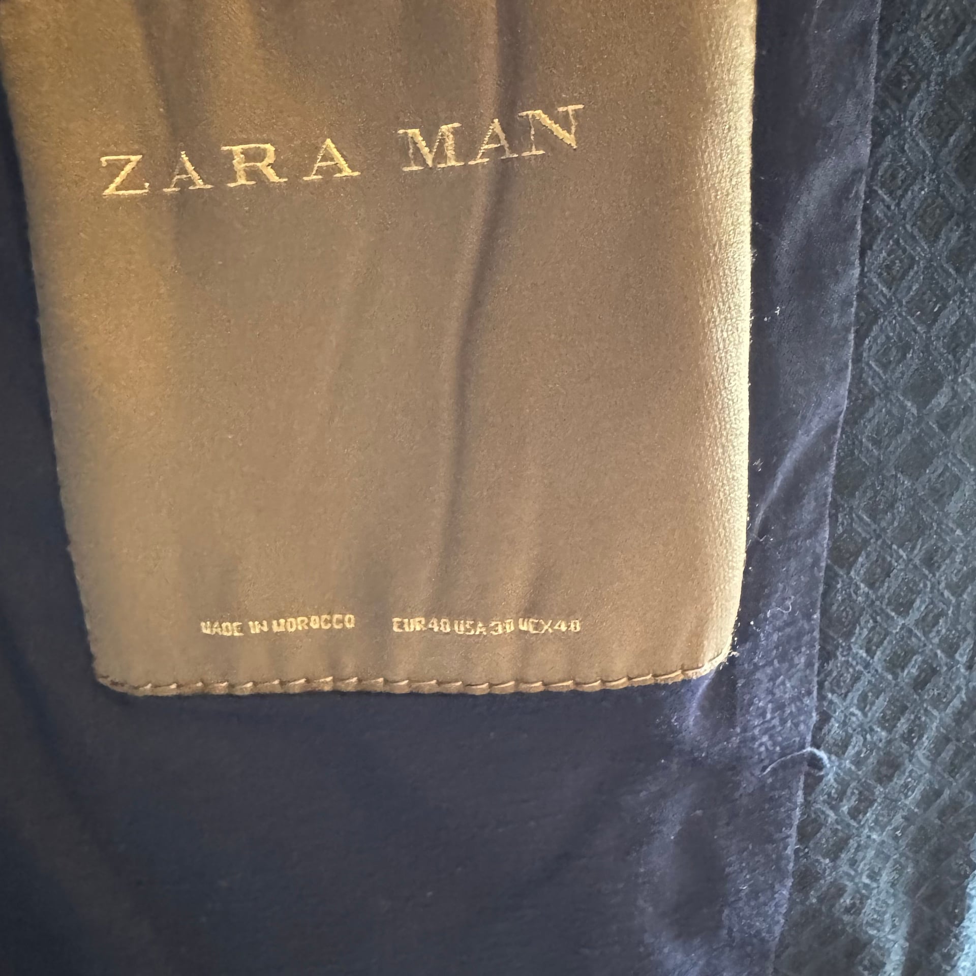 Zara Man Blue Textured Natural Fibers 2-Button Blazer 3
