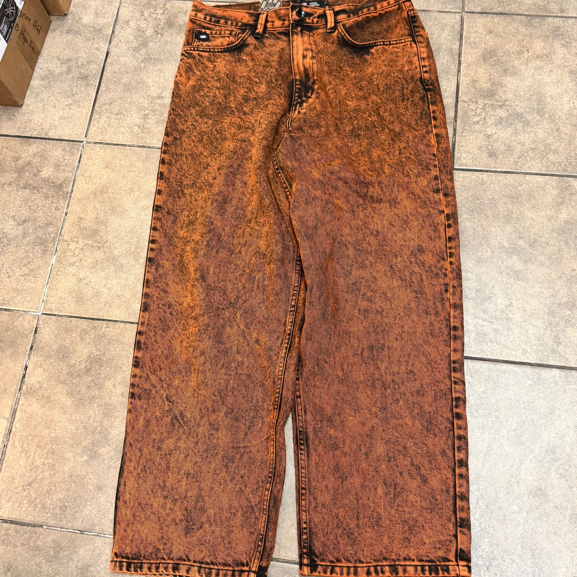 Vans baggy orange and black jeans size 33 1