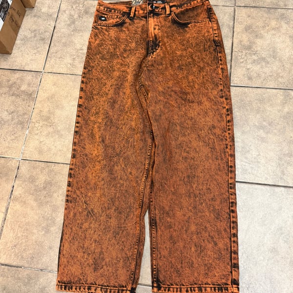 Vans baggy orange and black jeans size 33