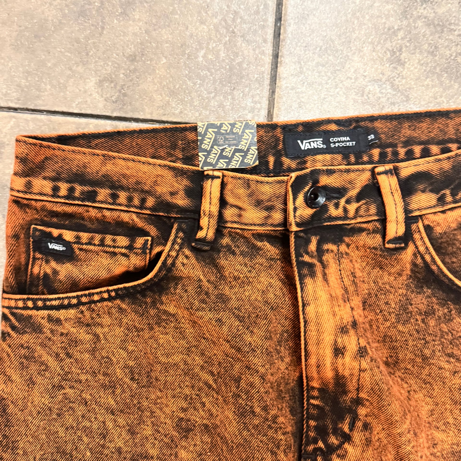 Vans baggy orange and black jeans size 33 2
