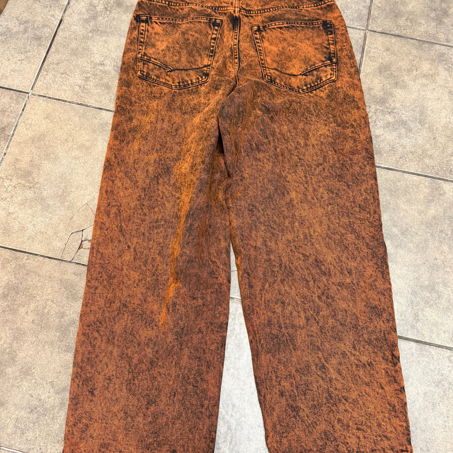 Vans baggy orange and black jeans size 33 4