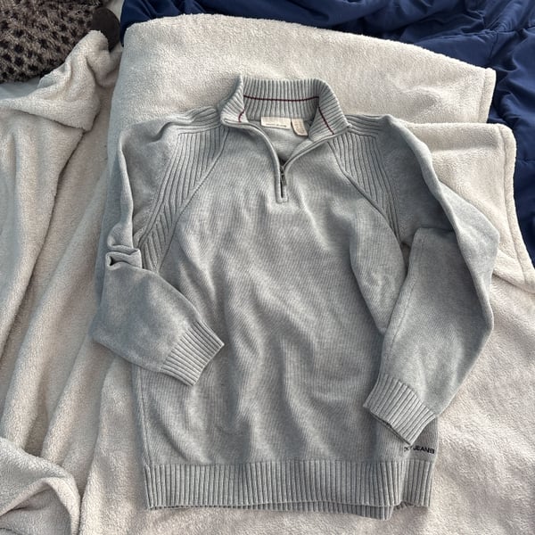 DKNY Jeans Men's Gray 1/4 Zip Mock Neck Long Sleeve Pullover Sweater