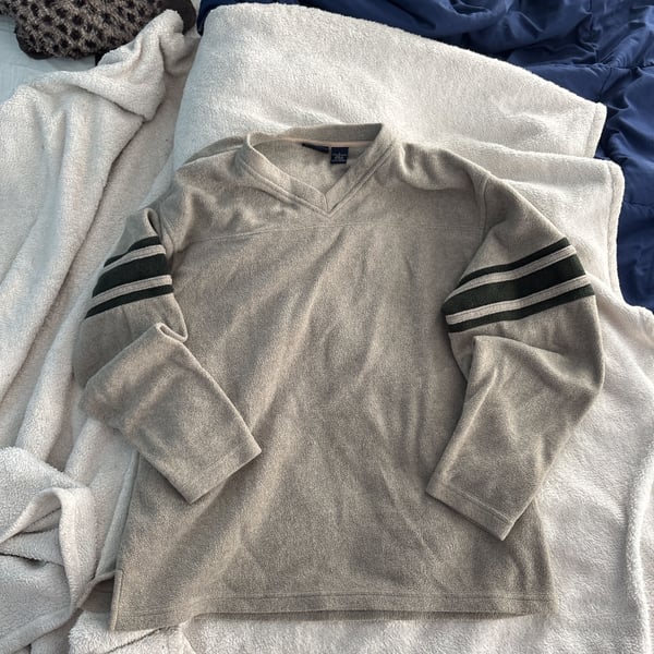 Vintage Russell Athletic Shirt Men's XXL Gray Long Sleeve Cotton V-Neck USA #85