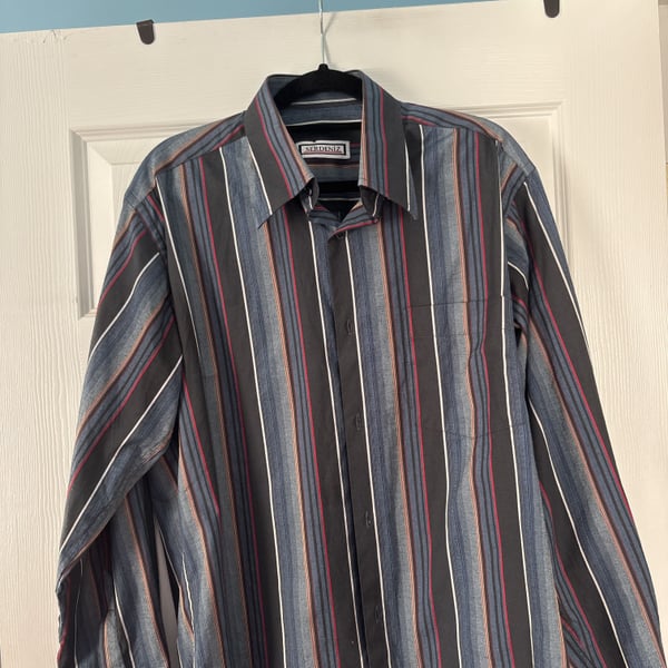 Leo Chevalier Design Men's Long Sleeve Button Up Multicolor Striped Shirt Large