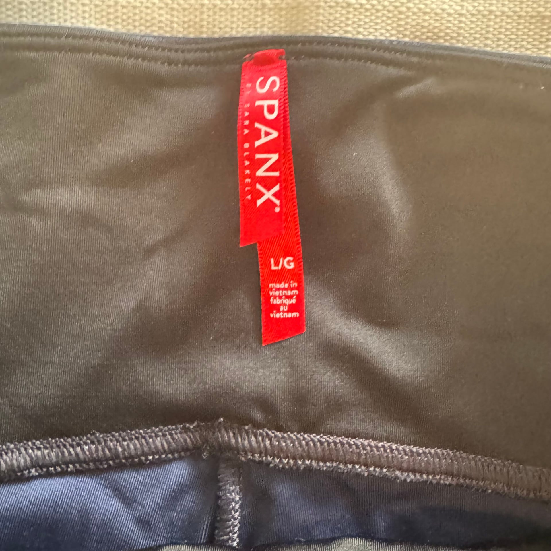 Spanx Faux Leather Navy Leggings Large 4