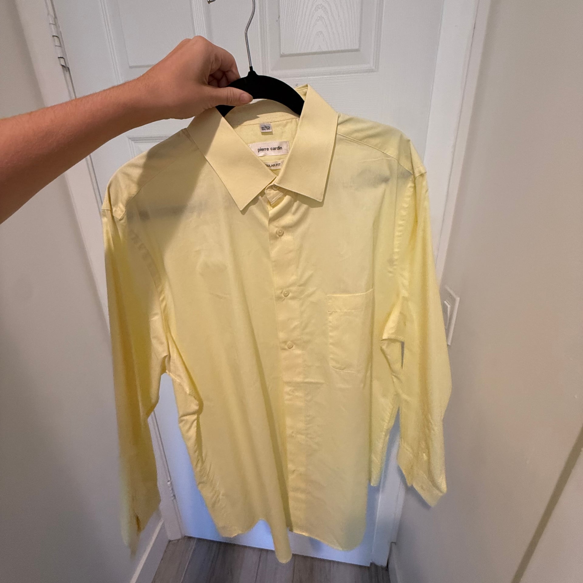 Pierre Cardin Regular Fit Yellow Long Sleeve Dress Shirt 5