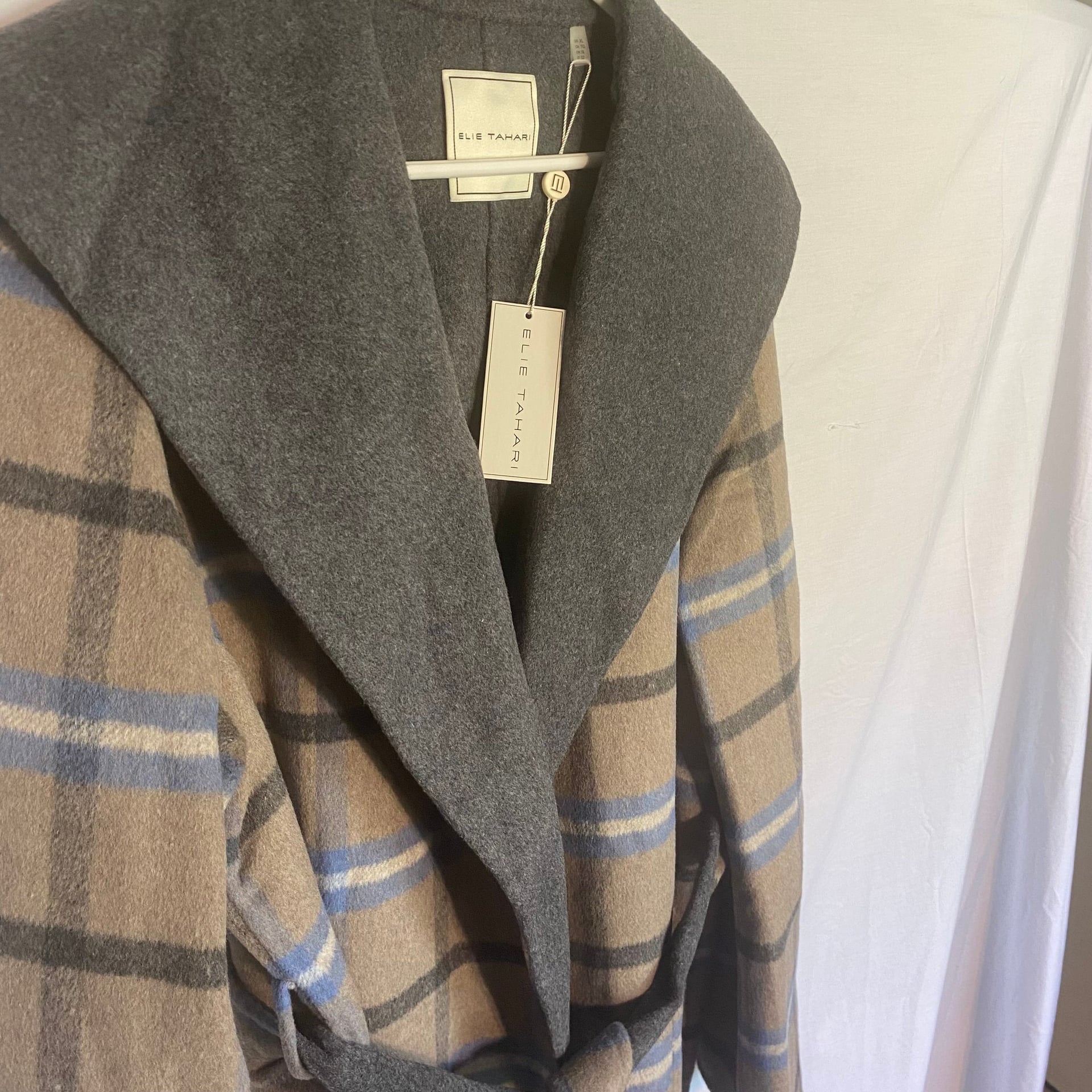 Elie Tahari Wallace Plaid Wrap Coat 4