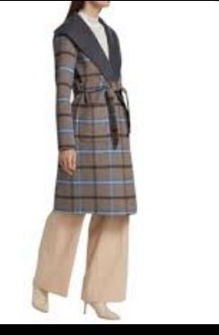 Elie Tahari Wallace Plaid Wrap Coat 14