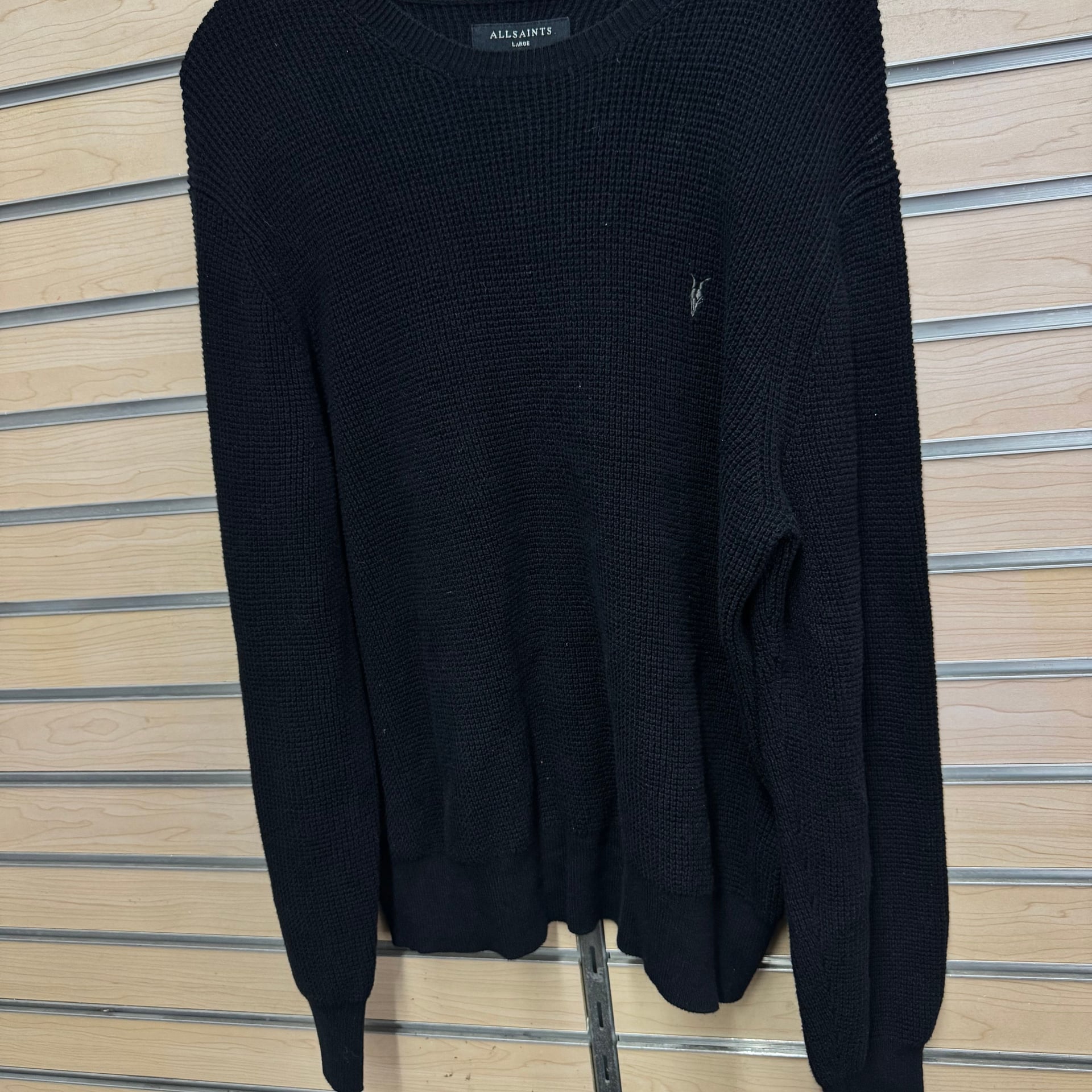 Allsaints Black Crew Sweater Black waffle knit crew... 1