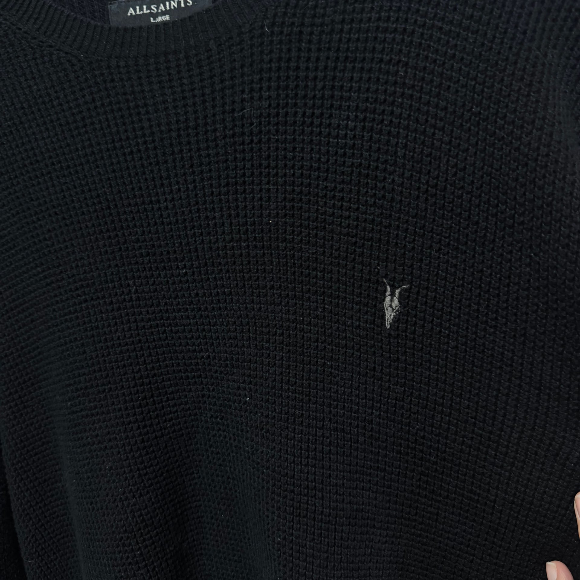 Allsaints Black Crew Sweater Black waffle knit crew... 2