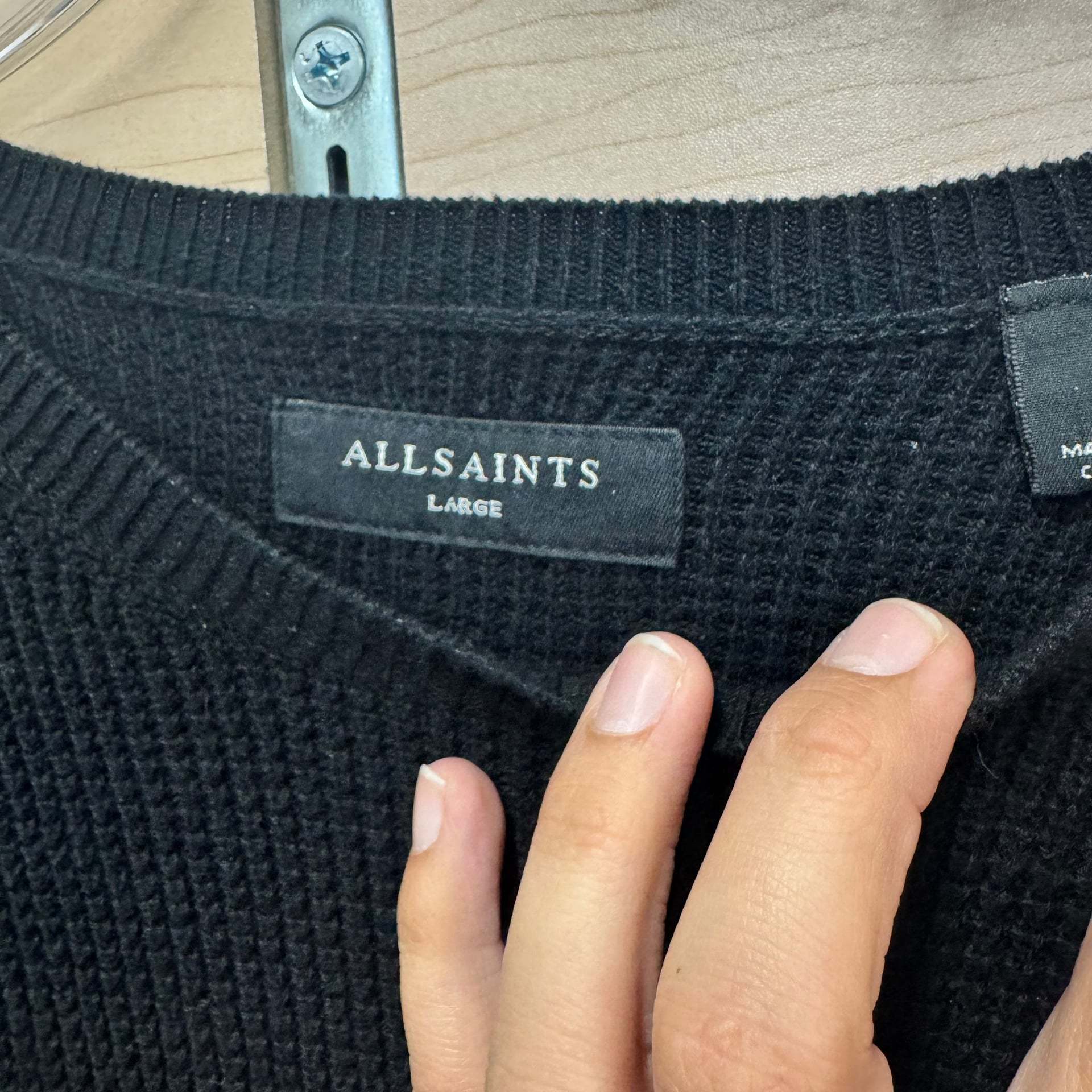 Allsaints Black Crew Sweater Black waffle knit crew... 3
