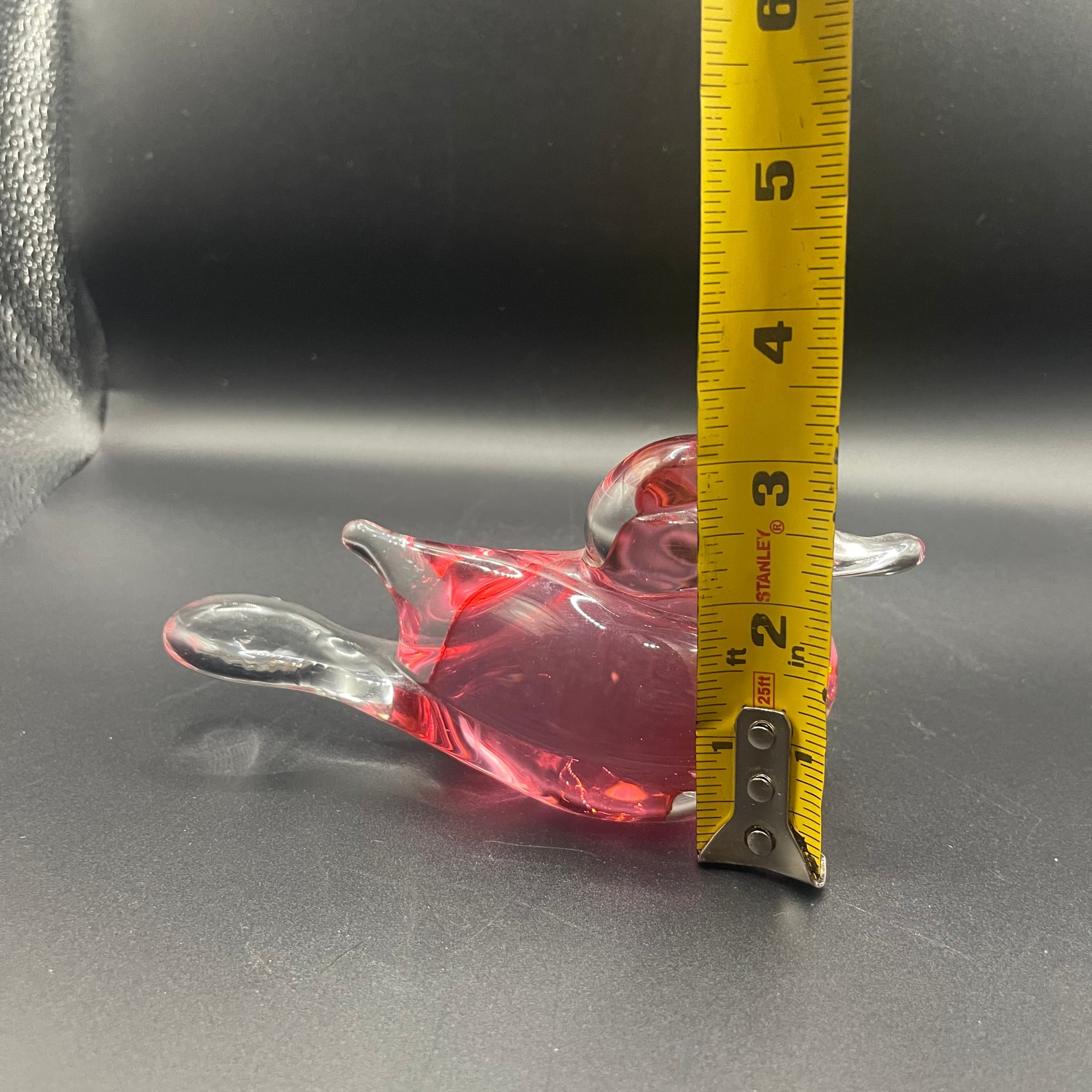 Red and Clear Art Glass Wide Bill Duck Figurine 7