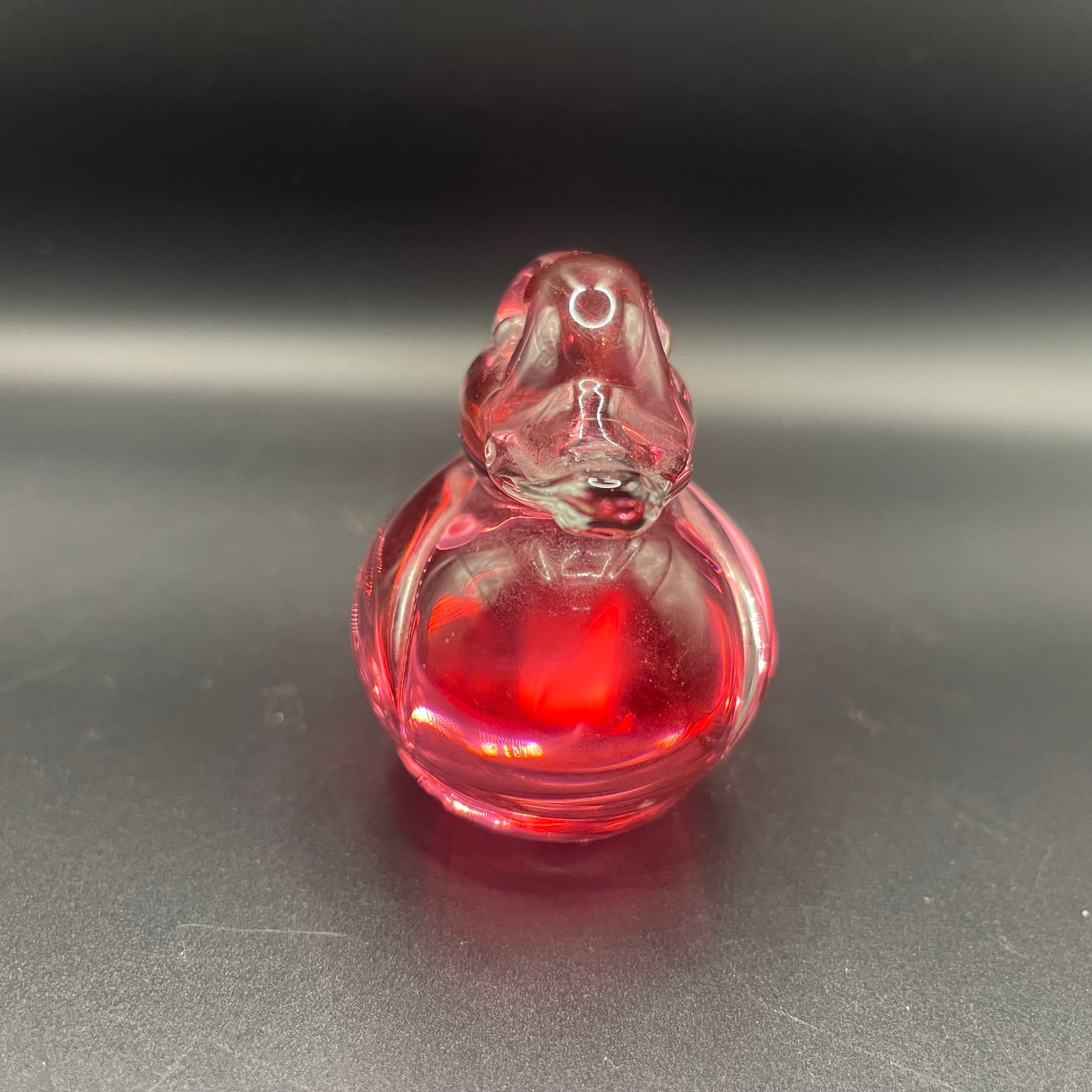 Red and Clear Art Glass Wide Bill Duck Figurine 8