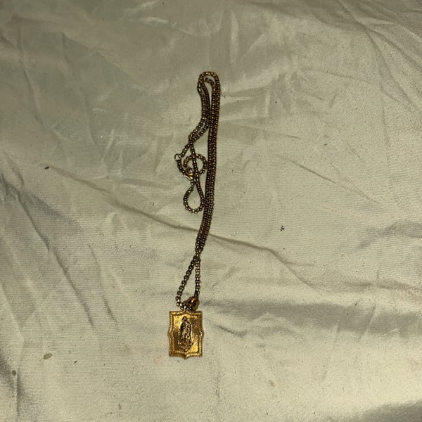 Vintage Gold Tone Virgin Mary Necklace