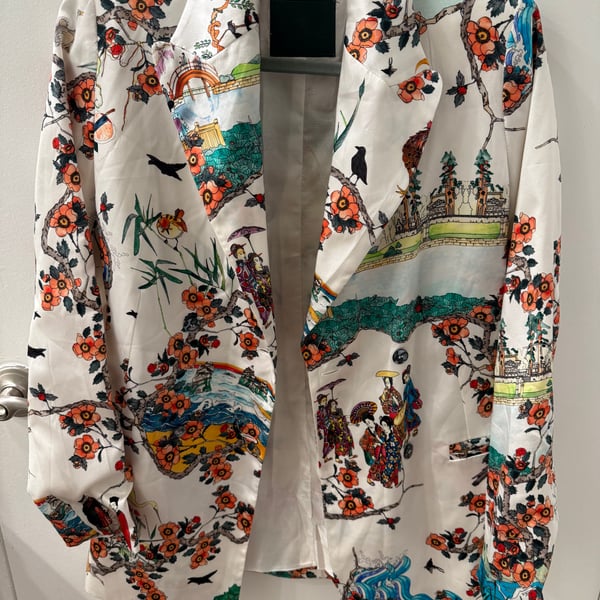 ROI DU LAC ROMA WOMEN'S Blazer 100% SILK MULTICOLOR MEXICO jacket 