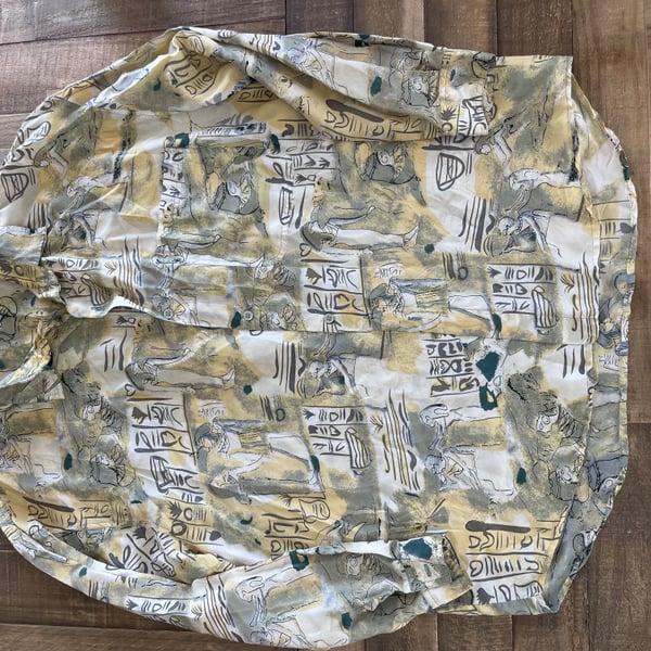 VINTAGE Don't Stop Egyptian Shirt Mens Long Sleeve Multi-Color Silk 1950s 