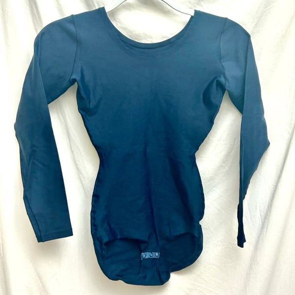Women's Navy Blue Scoop Neck Long Sleeve Isotoner Bodysuit Shapewear M