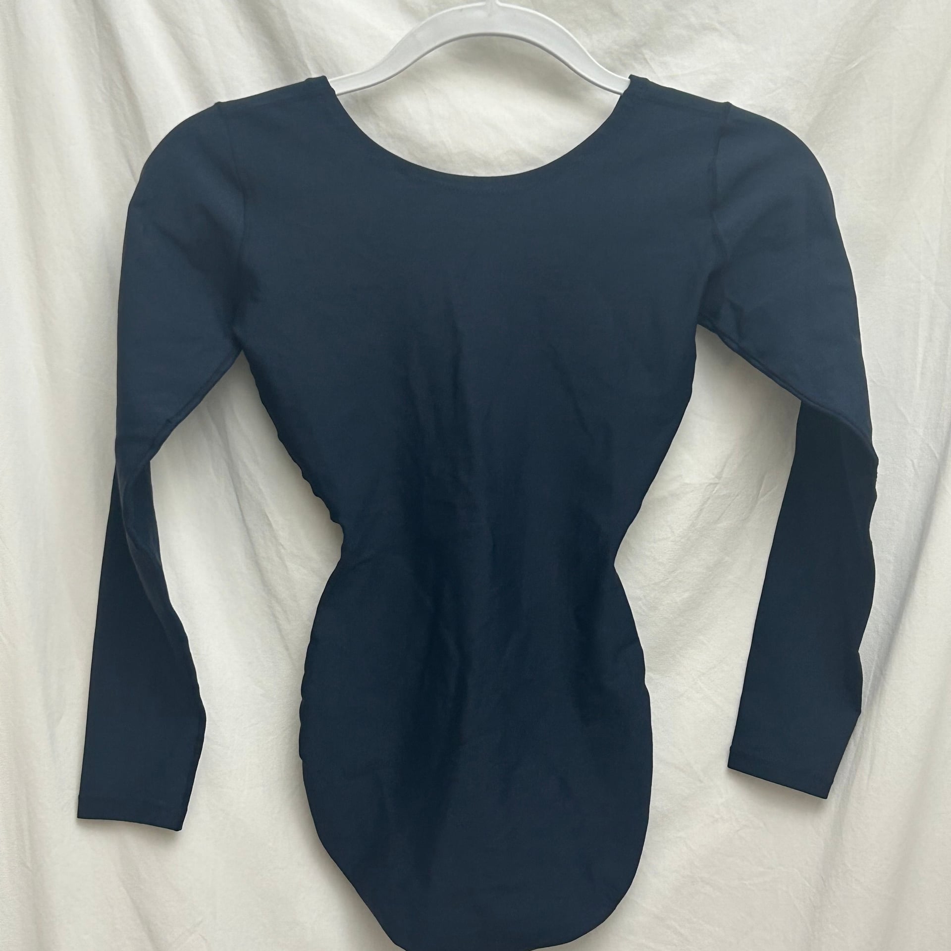 Women's Navy Blue Scoop Neck Long Sleeve Isotoner Bodysuit Shapewear M 2