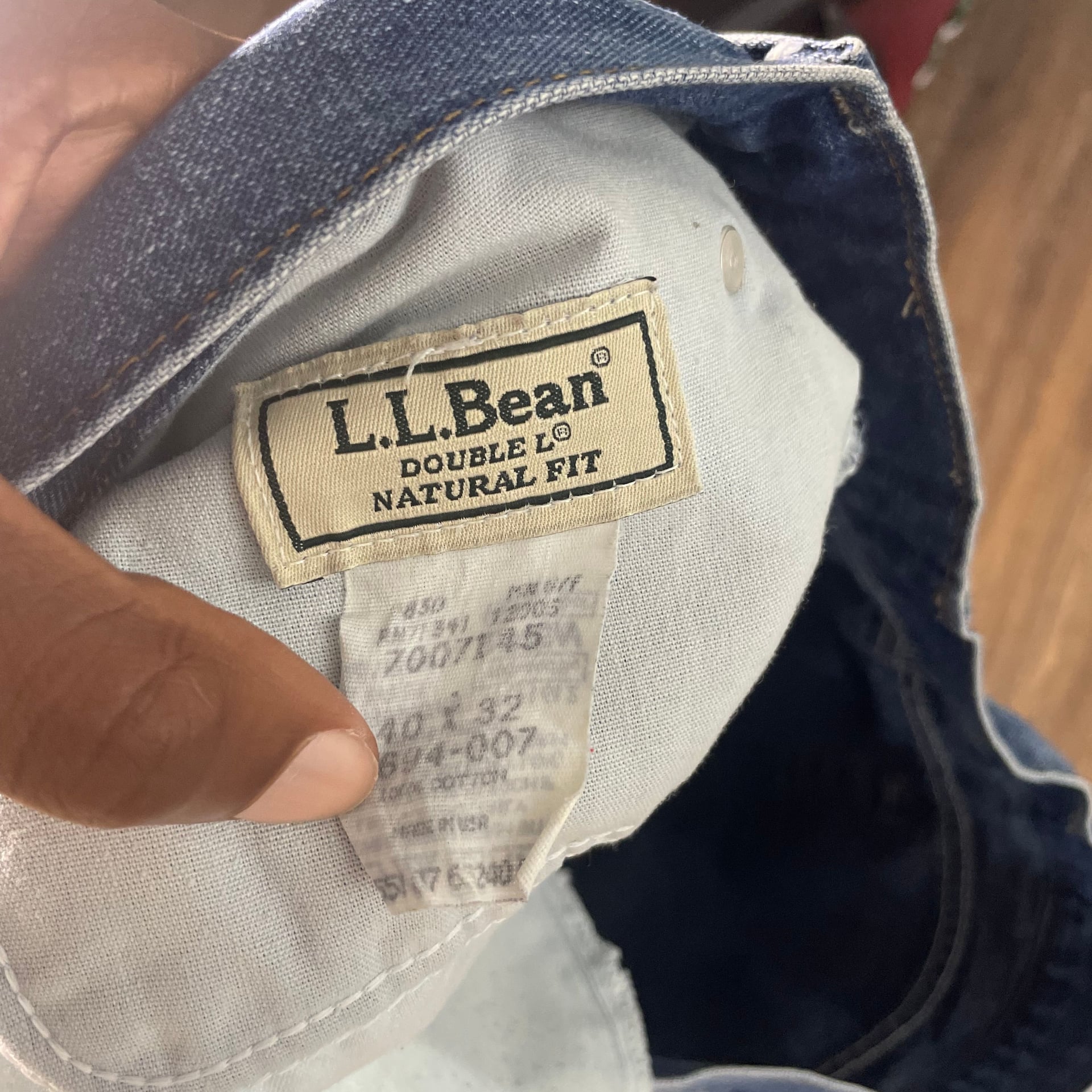 Vintage LL Bean Natural Fit Blue Denim Jeans Tag 40x32, 100% Cotton 3