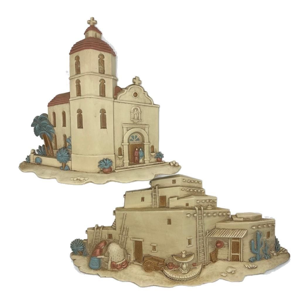 Vintage 1993 Burwood Products Southwest Wall Hanging Church Mission Pueblo 1