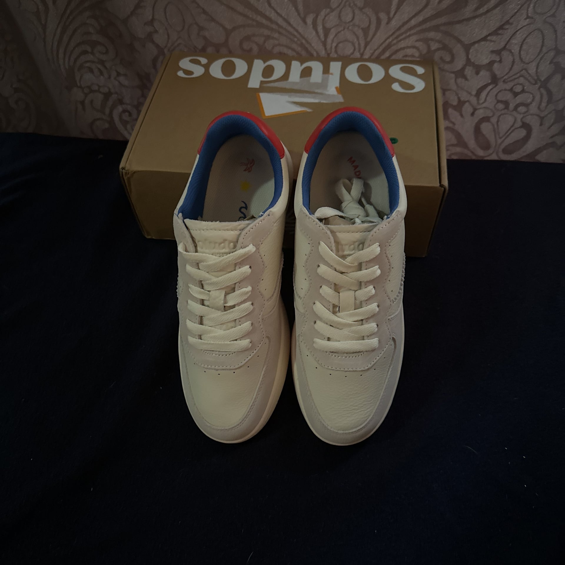 Soludos Roma Retro Sneaker White Blue Red Size 10 1