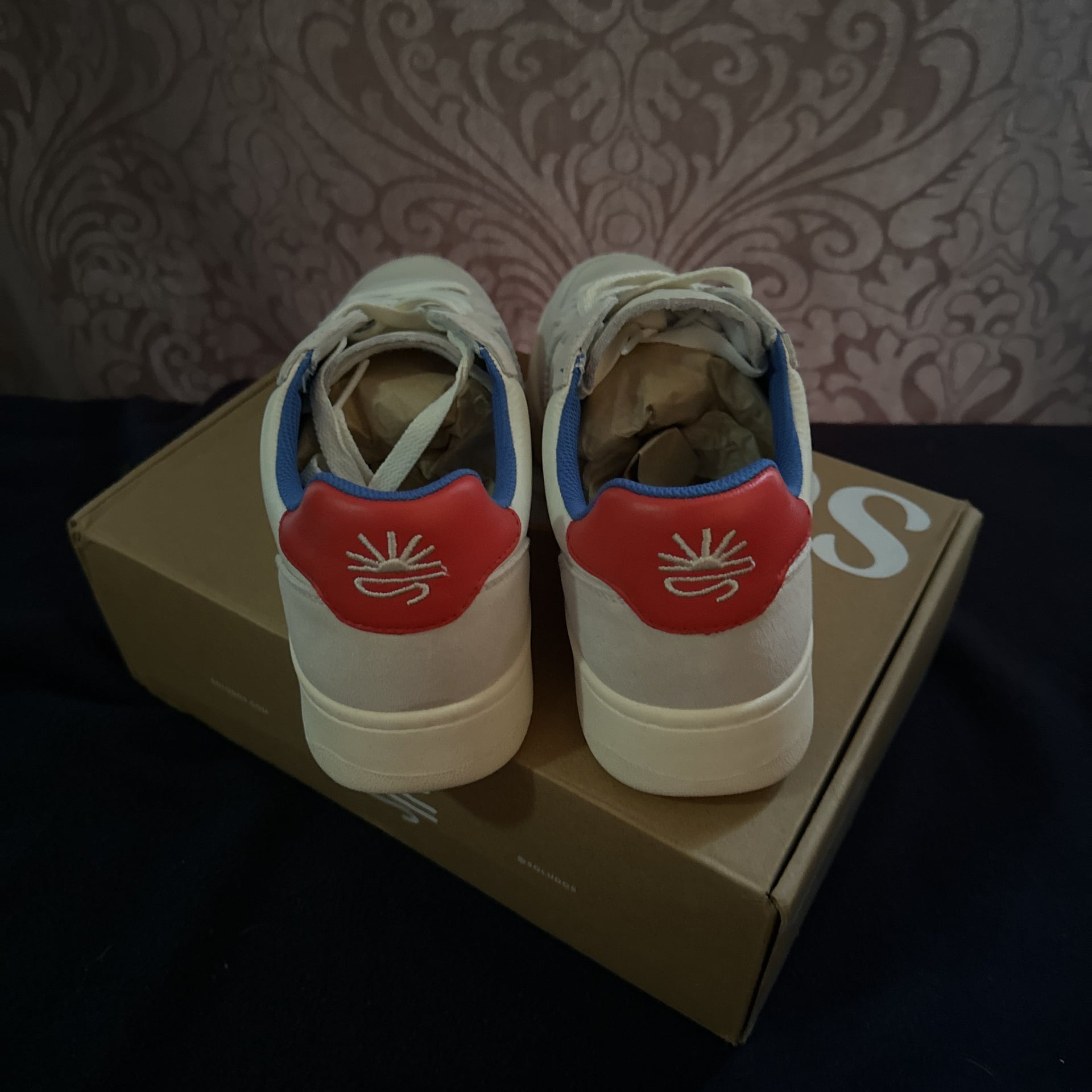 Soludos Roma Retro Sneaker White Blue Red Size 10 5