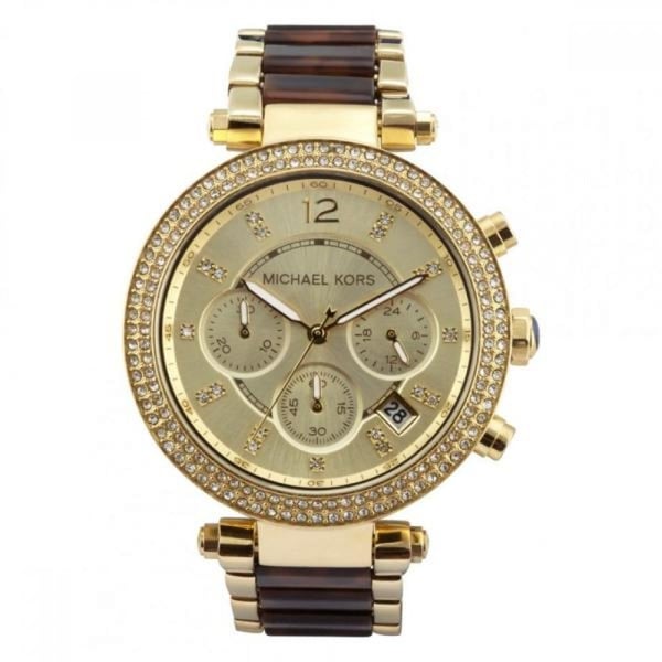Michael Kors Parker Gold Dial Tortoise Chronograph Women's Watch MK5688