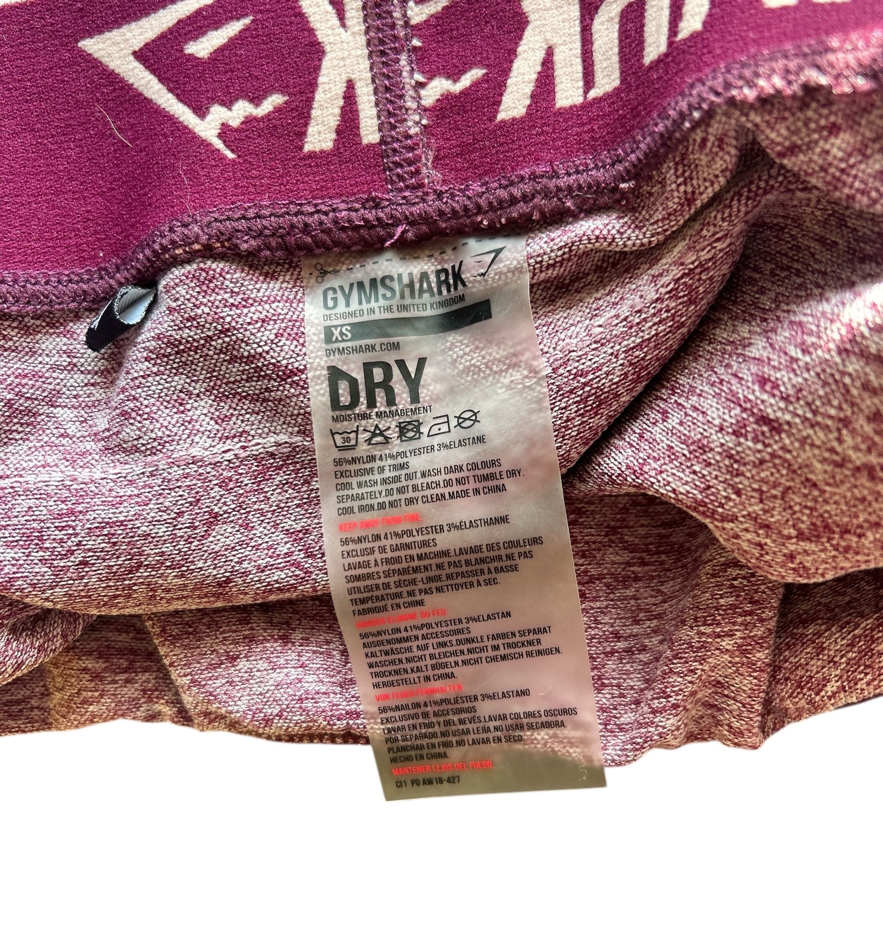 Gymshark OG Flex Seamless Leggings – Pink Marl/Plum – Size XS 5