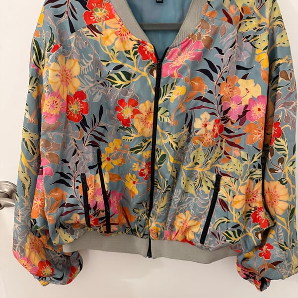 Zara Multicolor Floral Bomber Jacket