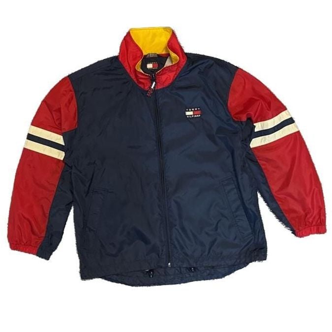 Youth XL Vintage 90s Tommy Hilfiger Red, White, and Blue Windbreaker Jacket 2