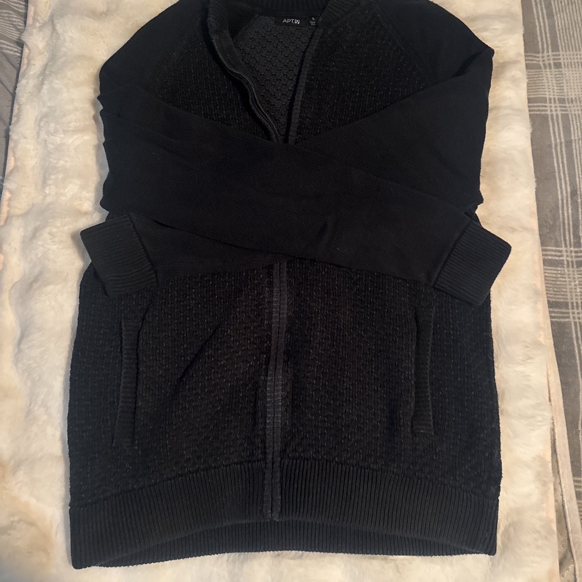Apt 9 Mens Size XL Black Long Sleeve Zip Up Sweater 2