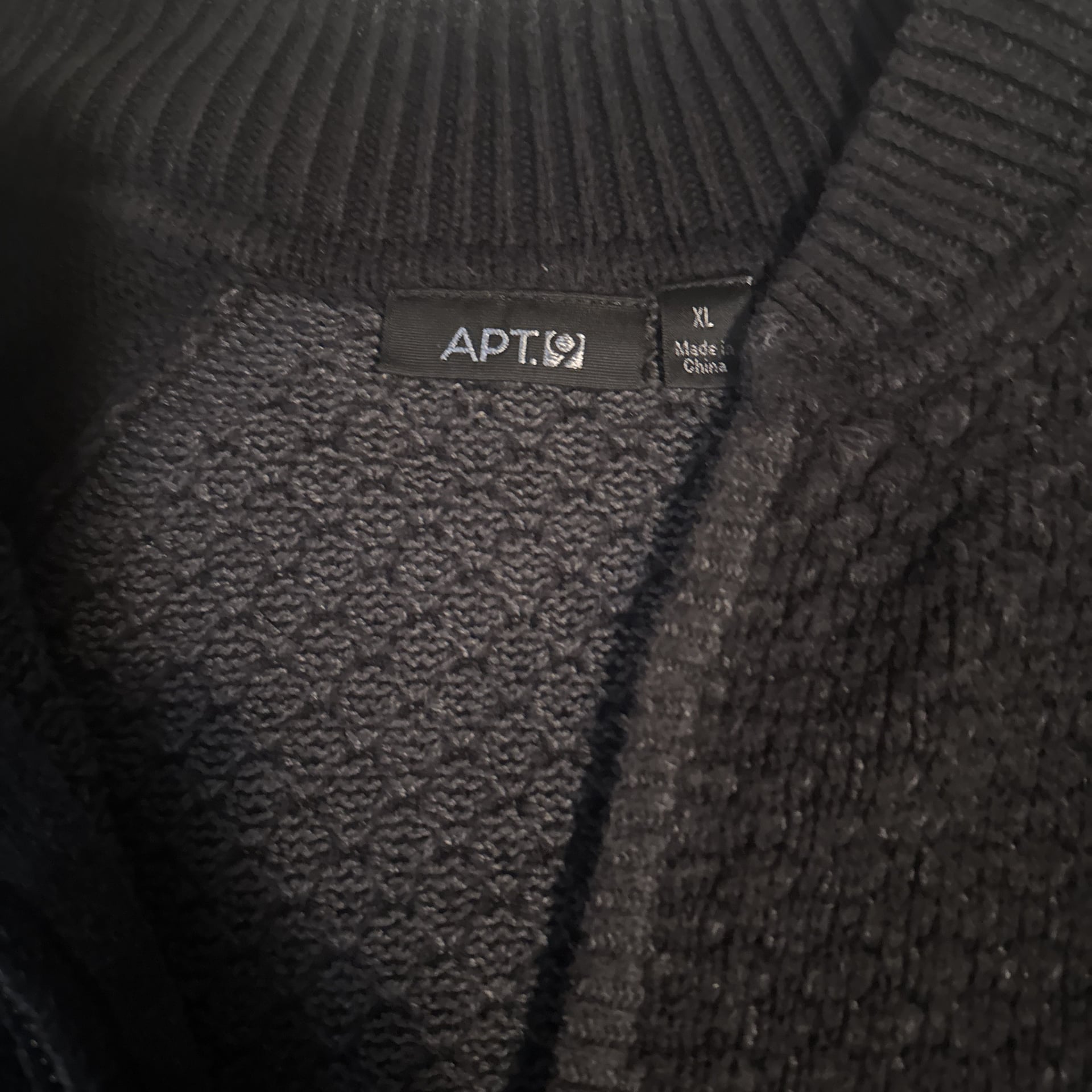 Apt 9 Mens Size XL Black Long Sleeve Zip Up Sweater 3