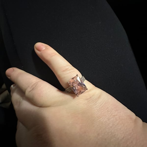 Sterling Silver Pink Radiant Cut CZ Ring