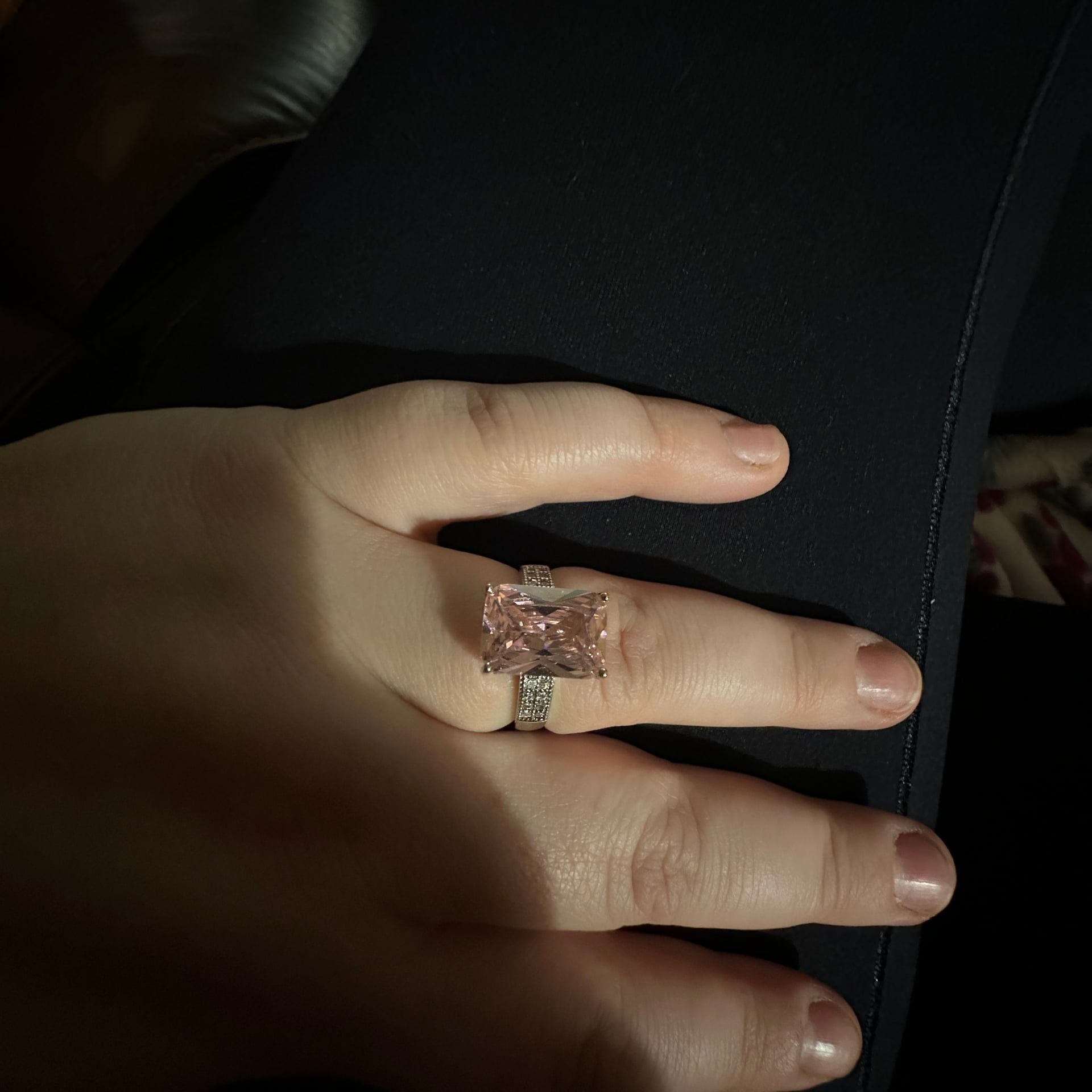 Sterling Silver Pink Radiant Cut CZ Ring 3