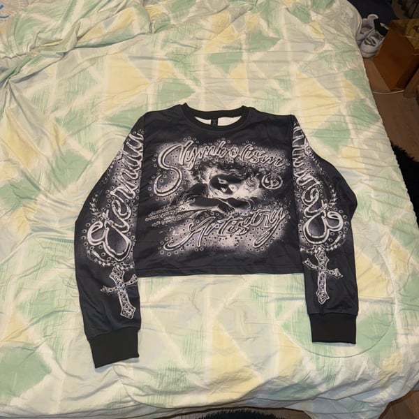 Affliction Requiem Frost Black & White 2fer Long Sleeve Crop T-Shirt