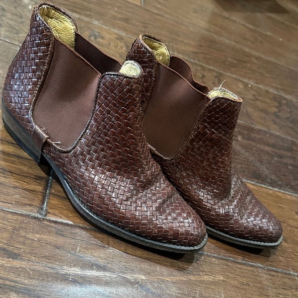 Vintage Joan & David Weaved Bohemian Brown Leather Ankle Boots size 36 (5.5-6)