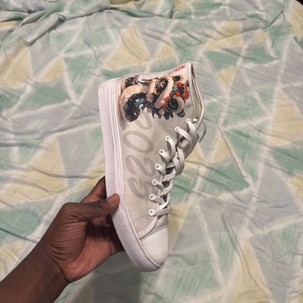 Unisex High-Top Canvas Shoes with Two Dragons Illustration
