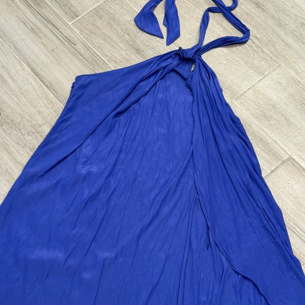 Ramy Brook Carlie Midi Dress Cobalt Blue Smocked Size Large