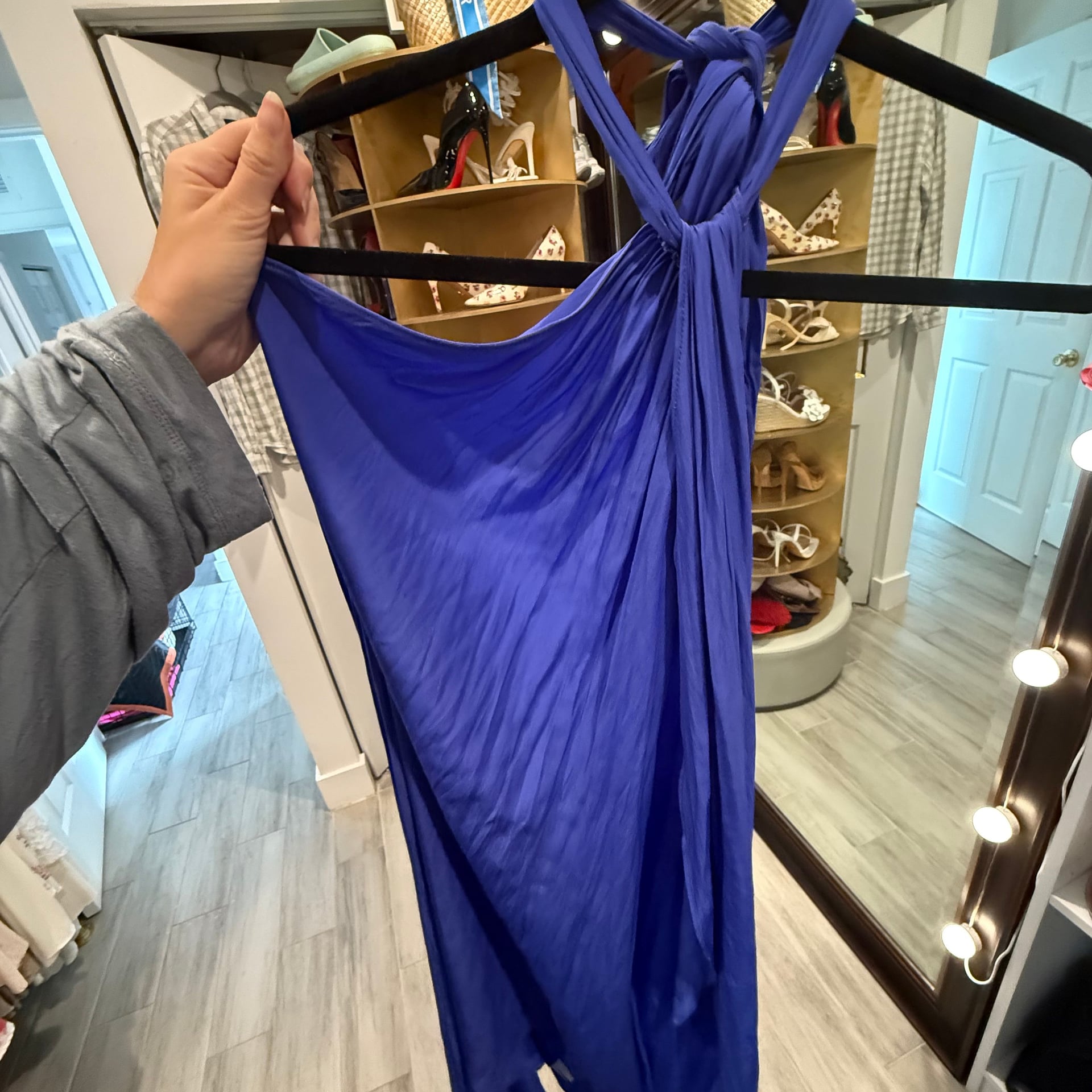 Ramy Brook Carlie Midi Dress Cobalt Blue Smocked Size Large 2