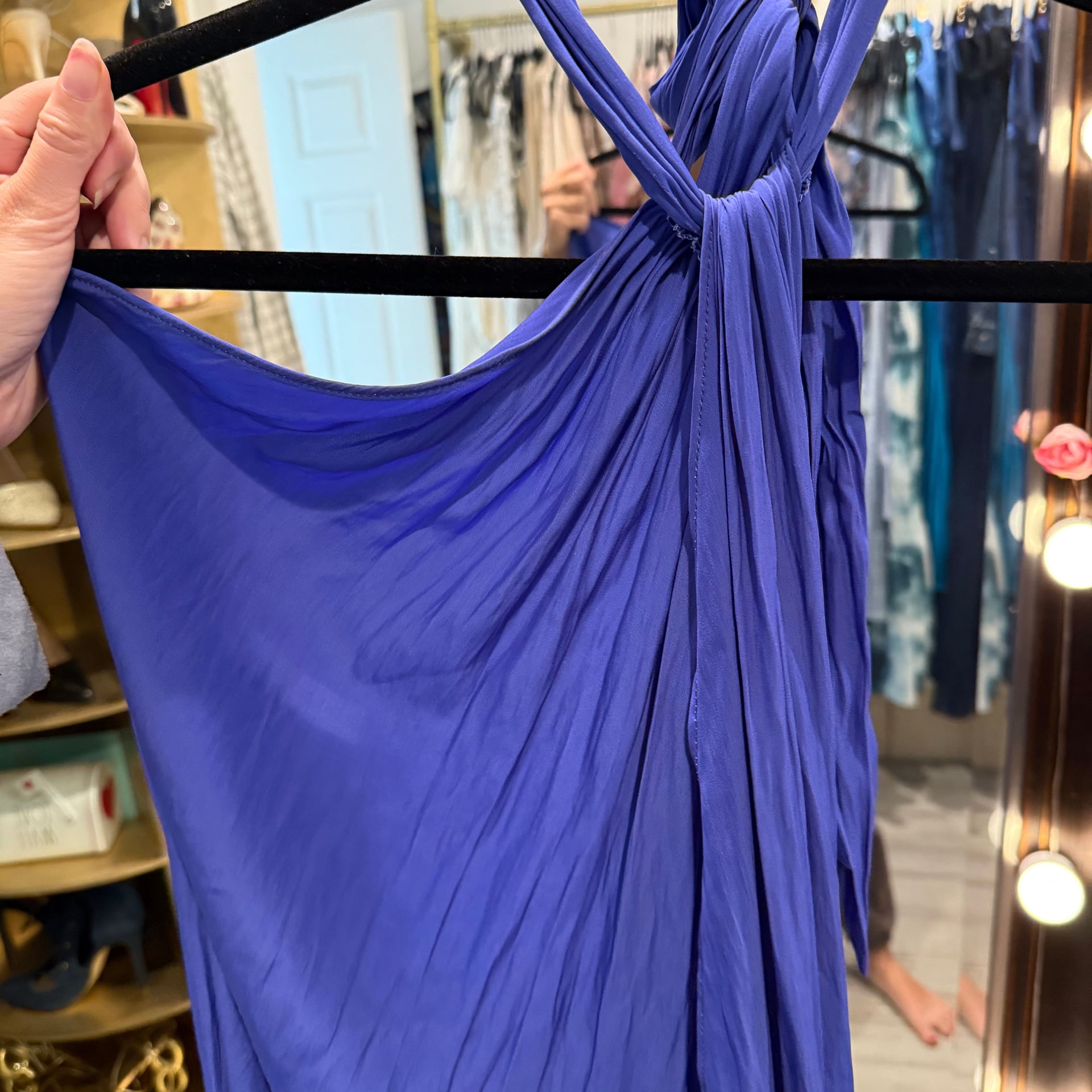 Ramy Brook Carlie Midi Dress Cobalt Blue Smocked Size Large 3