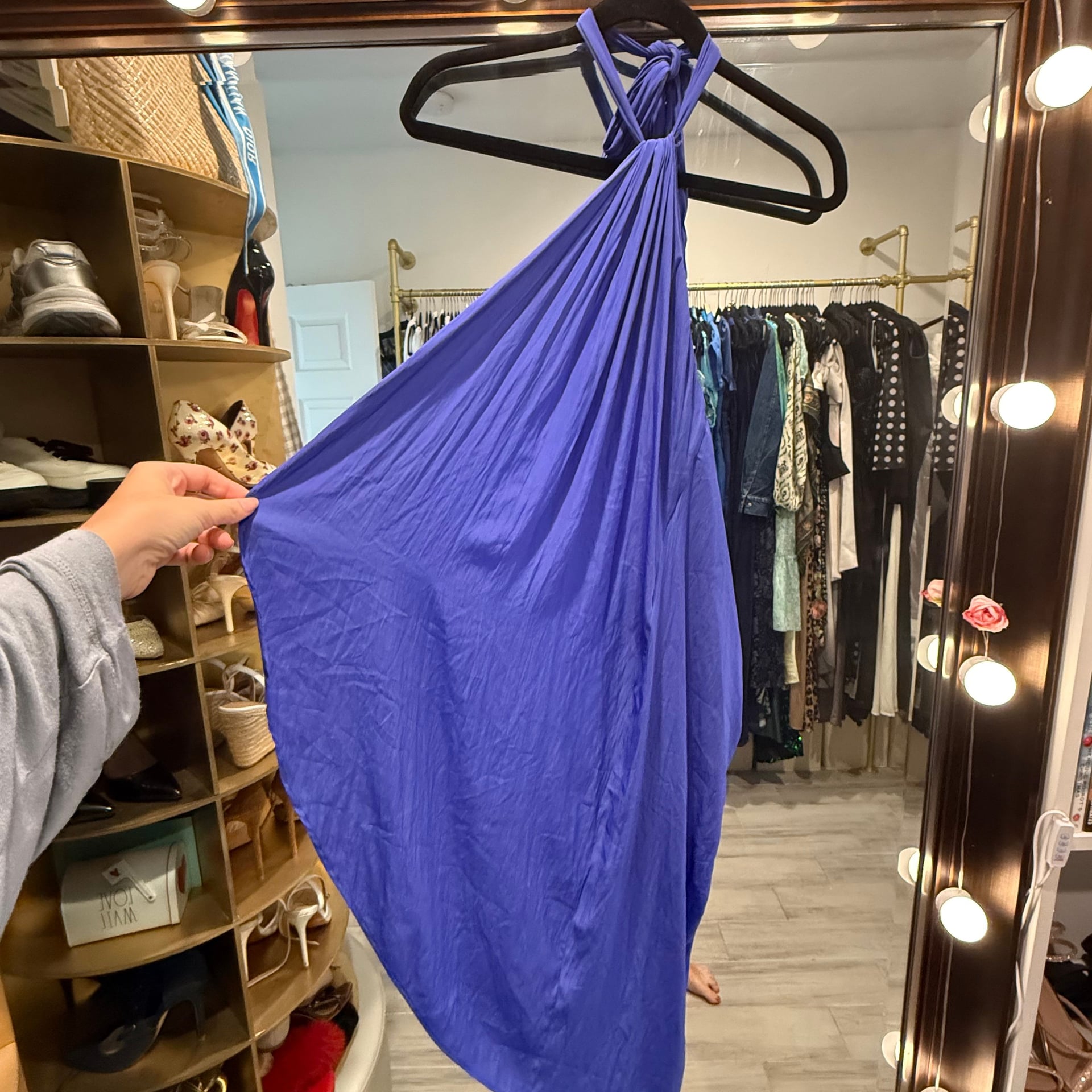 Ramy Brook Carlie Midi Dress Cobalt Blue Smocked Size Large 6