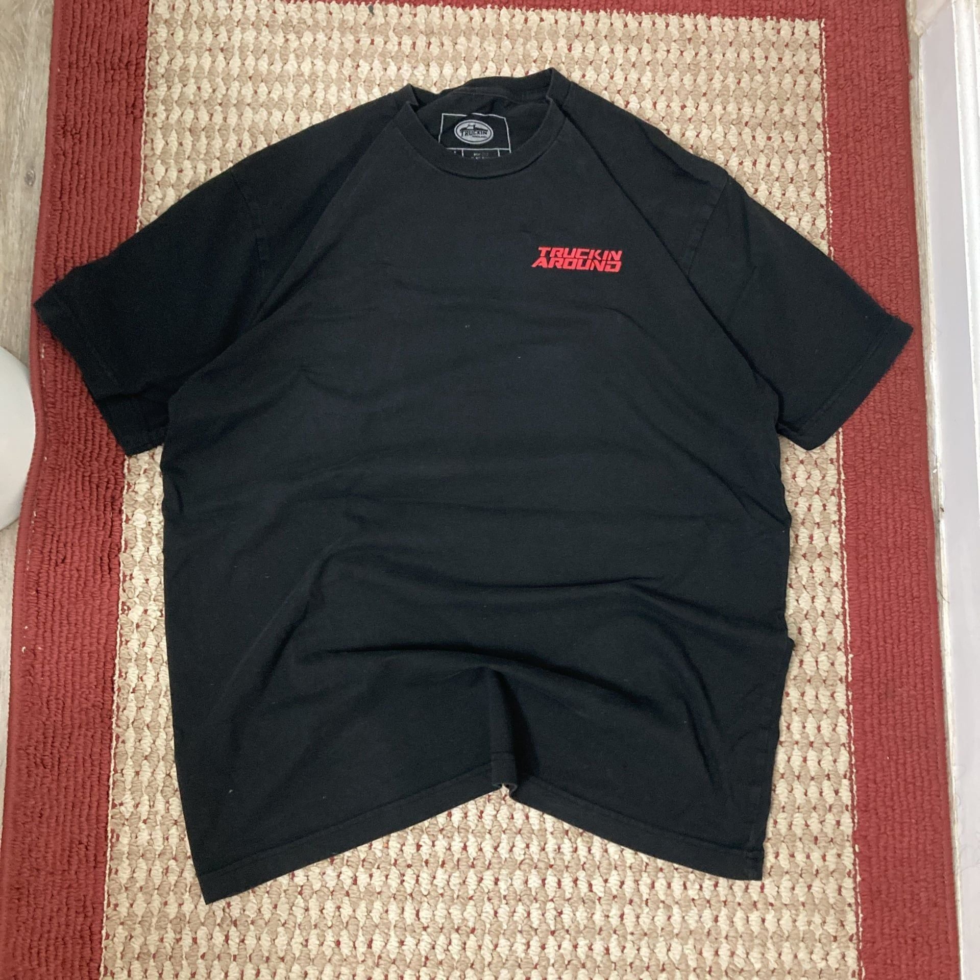 Truckin' Around Black Short Sleeve T-Shirt with Red Logo 2