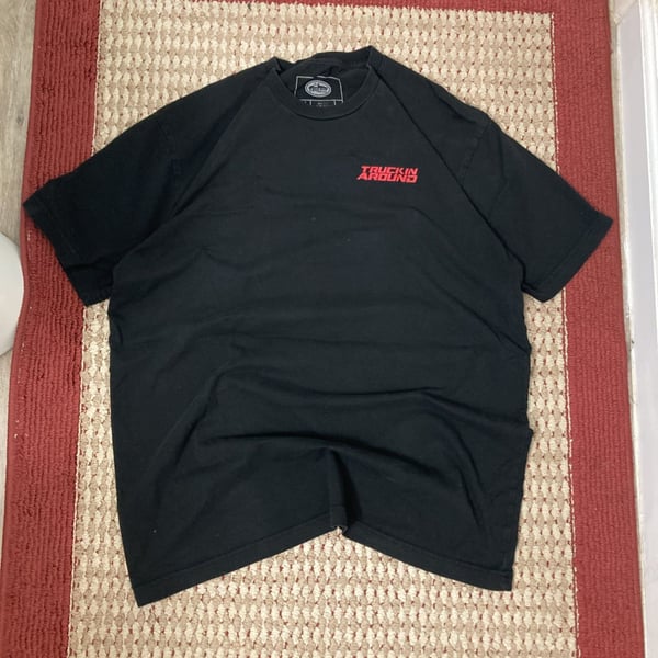 Truckin' Around Black Short Sleeve T-Shirt with Red Logo