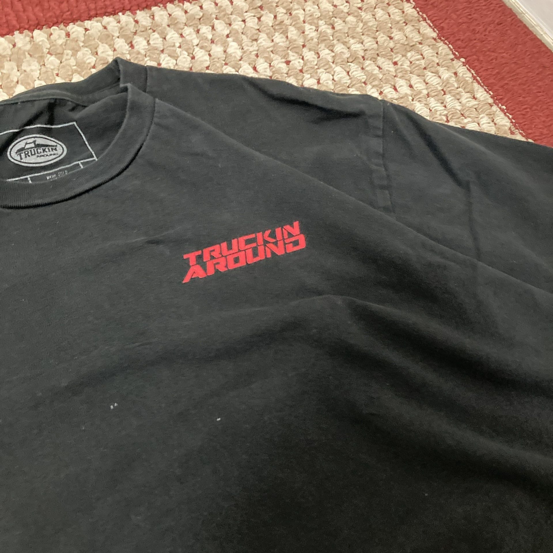 Truckin' Around Black Short Sleeve T-Shirt with Red Logo 3