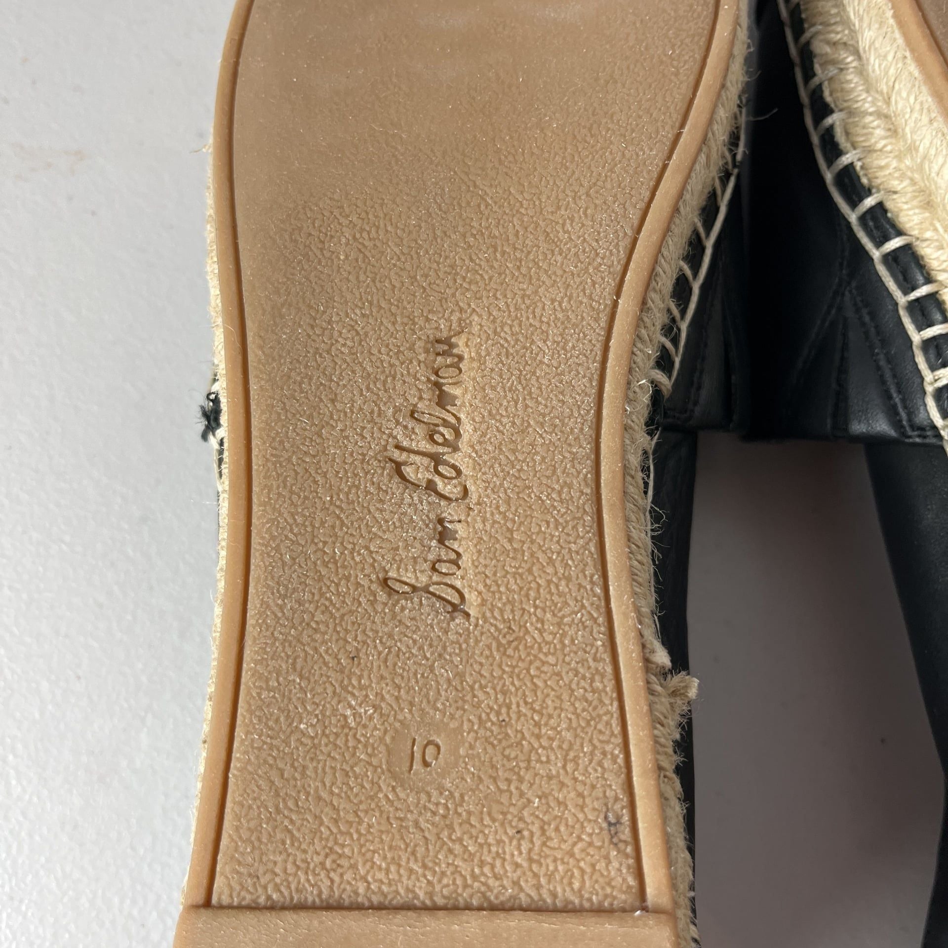 Sam Edelman Krissy Espadrille Cap Toe Flats - Black Leather Size 10 7
