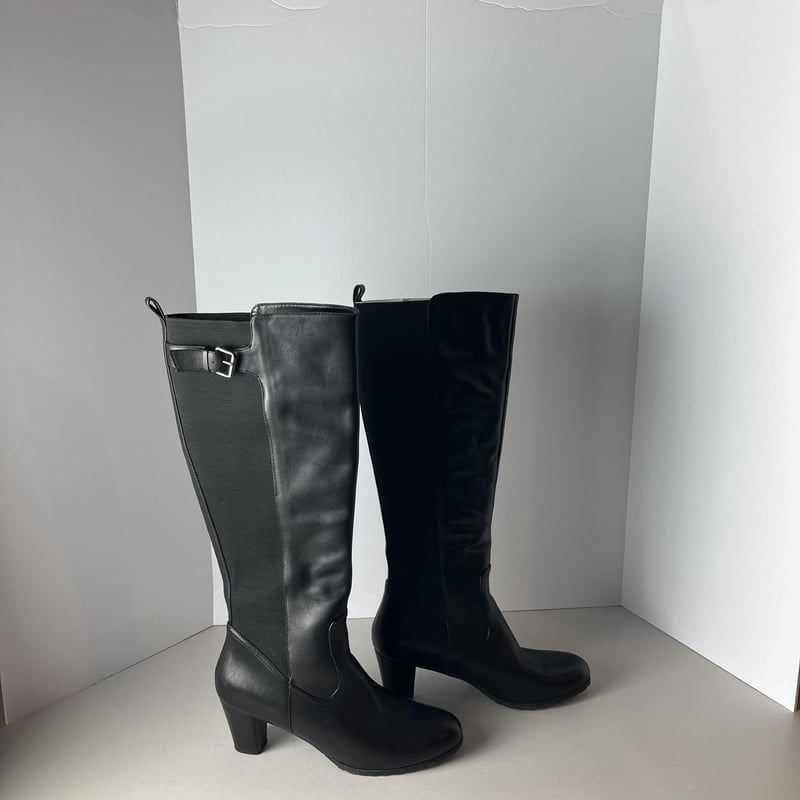 BASS Women’s’ Black Leather JASMINE KNEE HIGH Boots Size 11 Black Riding Style 3